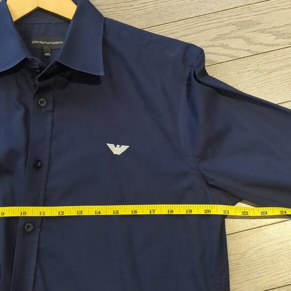 Men's Emporio Armani Dark Blue Casual Dress Shirt - Size L Great Condition - Picture 8 of 8